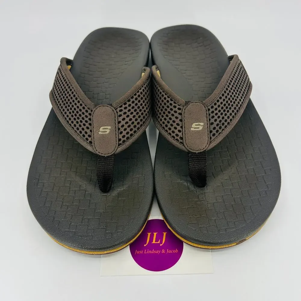 Skechers Men's Relaxed Fit: Pelem - Emiro Thong Sandals Dark Brown 65093 Size 12